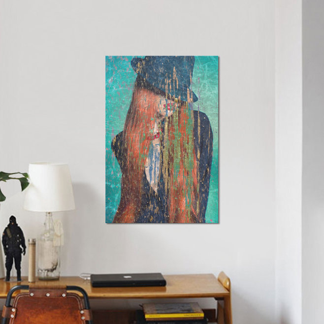 « red cheveu », impression sur toile, H 26 po x l 18 po x P 1,5 po, Toile tendue, Pas de tapis