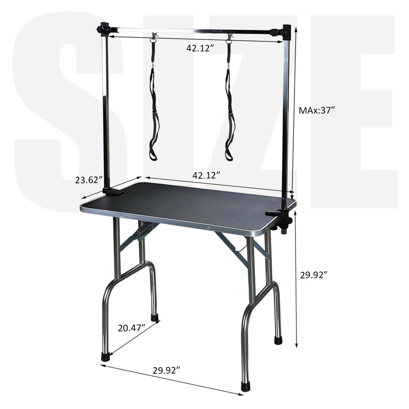 Table de toilettage professionnelle réglable, H 30 po x l 42 po x P 23,5 po, Noir