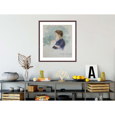 Watercolor of Mother and Child by Mary Cassatt -Framed Giclee Print