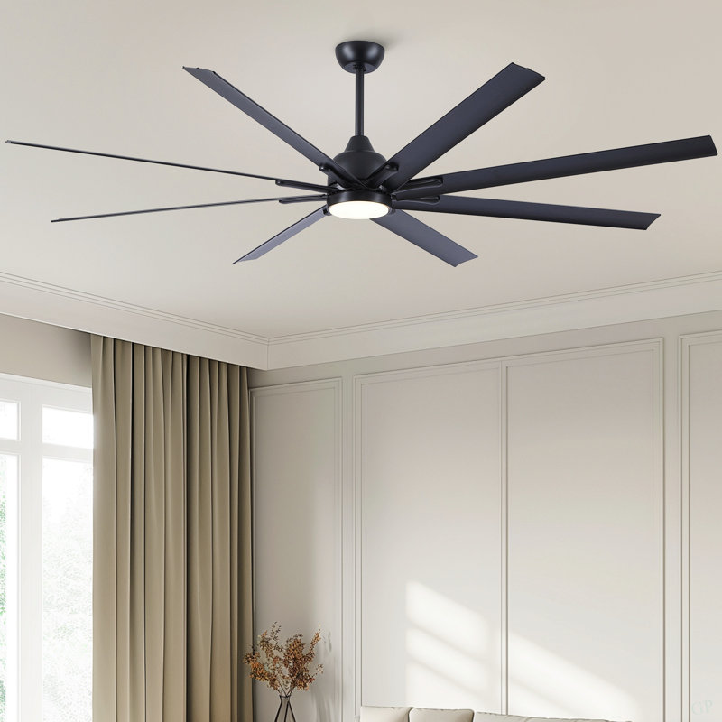 Très grand ventilateur de plafond noir 84 pouces avec télécommande 8 pales