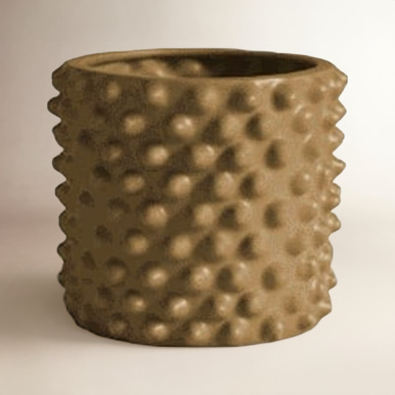 Pot à fleur en céramique Kim, Brun clair, H 7,25 po x l 8,5 po x P 8,5 po