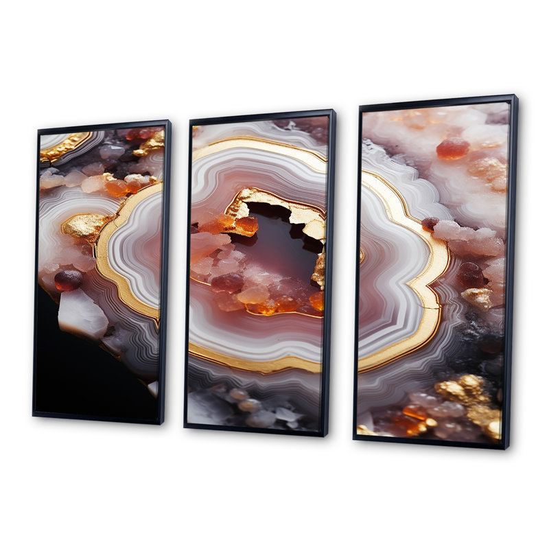 Naglee - ensemble d'art mural en marbre, H 28 po x l 36 po x P 1 po, Cadre flottant noir