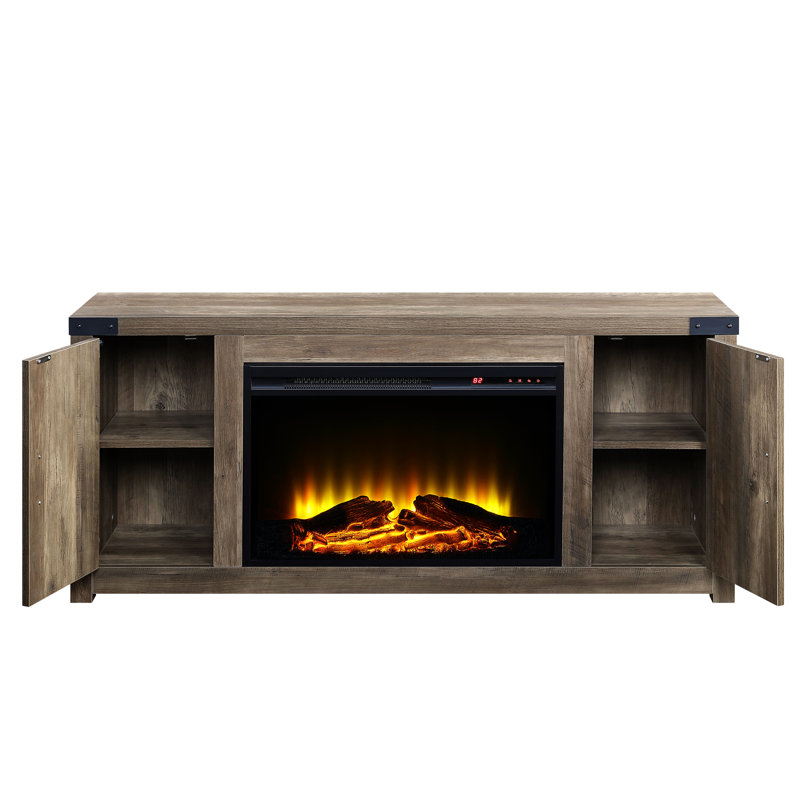 Meuble télé rustique en chêne avec espace de rangement élégant et spacieux conçu dans un style moderne