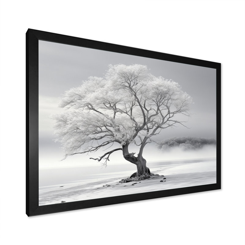 «Grey White Tree Subtle Serenade III», reproduction d'art sur toile, Noir, H 34 po x l 44 po x P 1,5 po