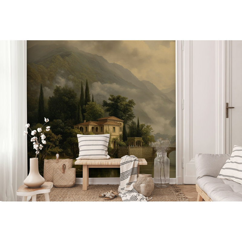 Art mural traditionnel pont traditionnel serein, Non tissé, 200 po x 120 po