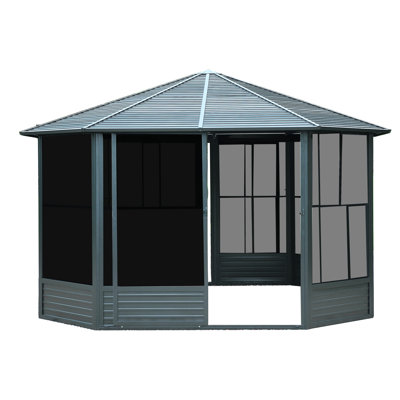 Eli Outdoor 13x13FT Octagonal Sunroom with Sliding Door & Moveable PE Screens