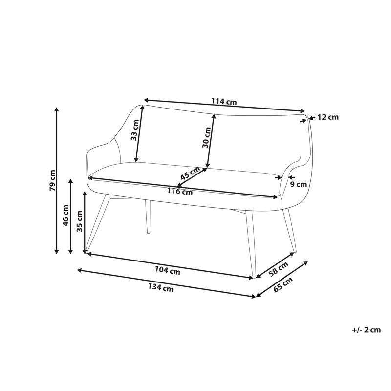 Nylon and Polyester Upholstered Bench, Beige