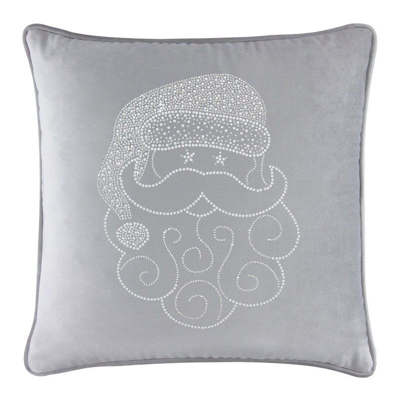 Coussin Sparkles Home Conception de Noël des Fêtes | Insertion de plumes | Lavable à la machine, Carré 16 po, Velvet argent