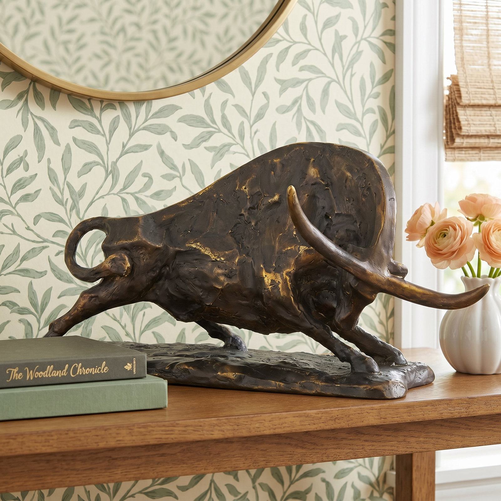 Polystone Bull Decorative Sculpture