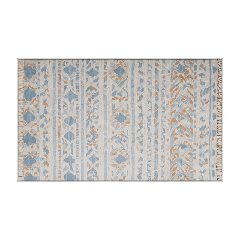 Machine Washable Beige Area Rug, Rectangle 2' x 3'