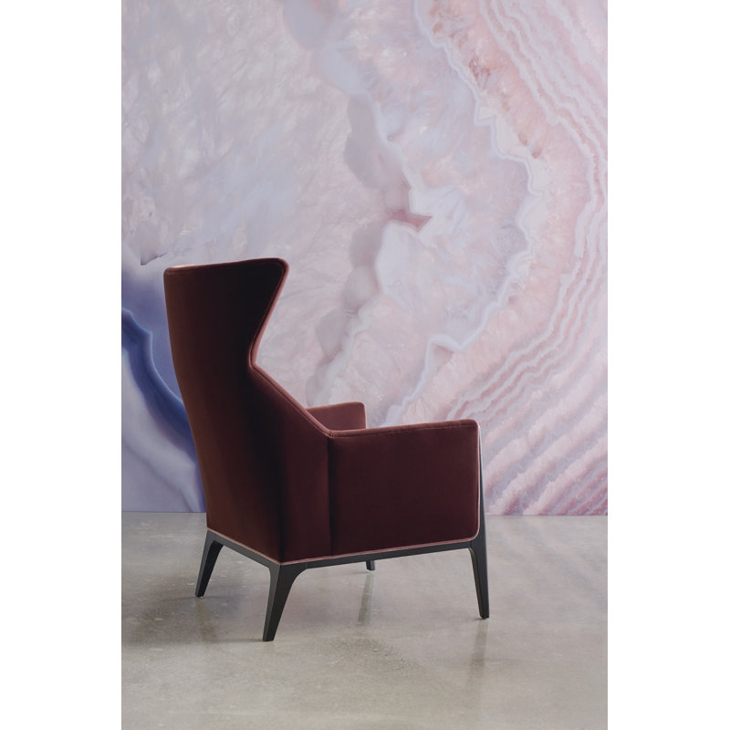Modern Edge Wingback Chair, Burgundy