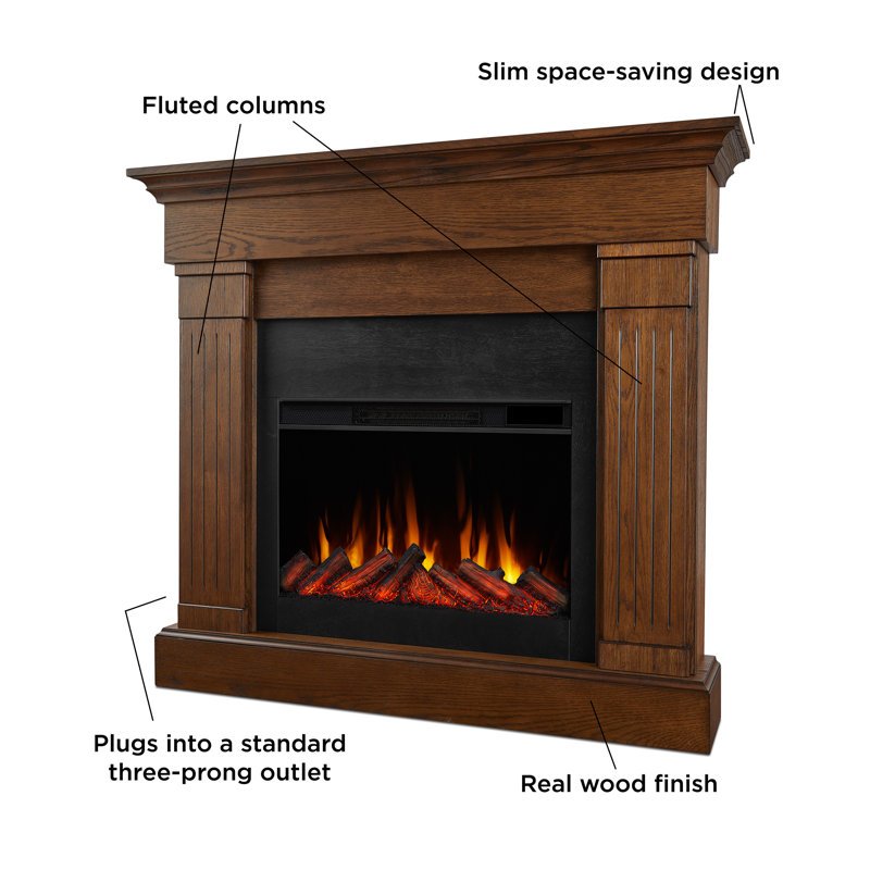 Crawford 47" Slim Electric Fireplace by Real Flame, Chestnut Oak