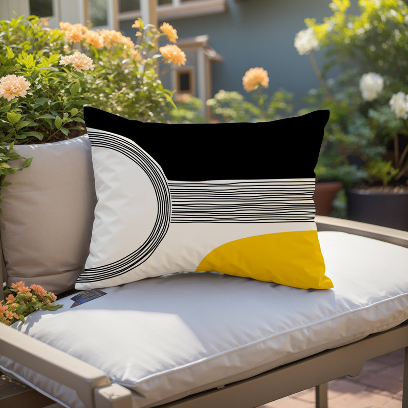 Housse et insert de coussin rectangulaire intérieur / extérieur Cassie, Jaune, H 18 po x l 25 po