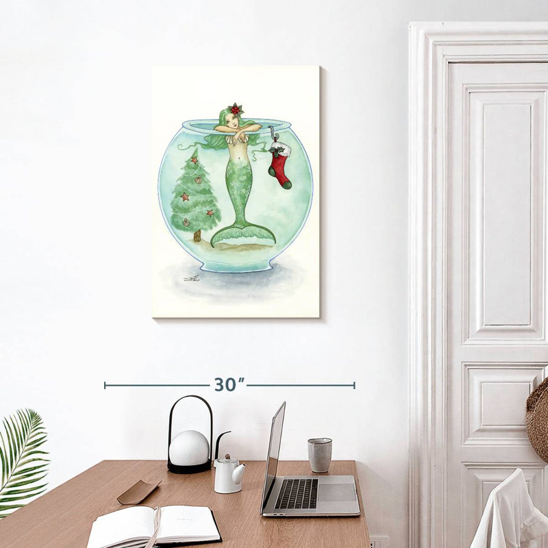 Kelan sirène en attente du père Noël, H 30 po x l 20 po