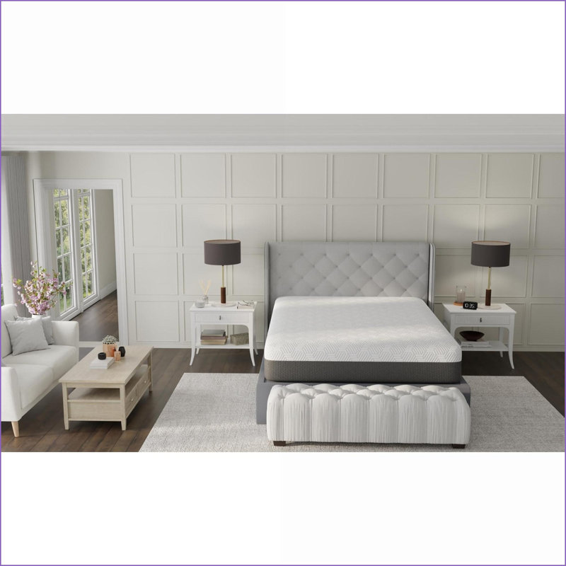 Mattresses 12" Twin XL Plush Cooling Mattress, CertiPurUS Certified | Foam | Off-White + Light Gray, Extra-Long Twin
