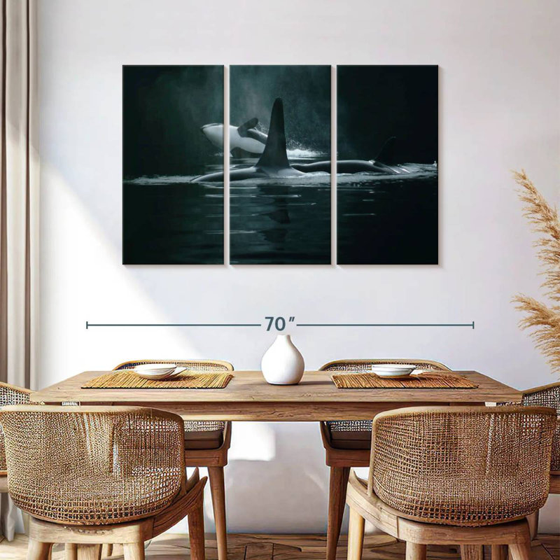 Brampt Swimming Orca Whales, 36" H x 57" W