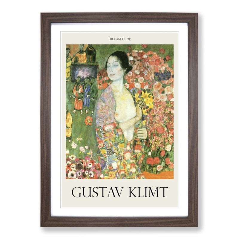 The Dancer by Gustav Klimt - Picture Frame Painting, 48cm H x 36cm W x 2cm D, Walnut Framed