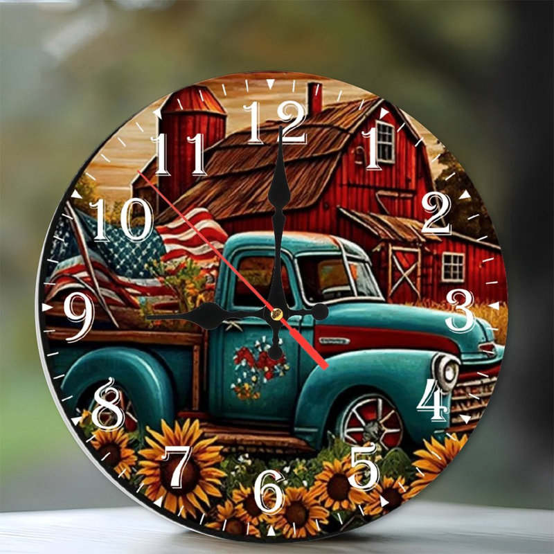 Horloge murale en bois 10 po, mouvement silencieux, à piles (piles AA non incluses), décor artistique, parfait pour les décorations