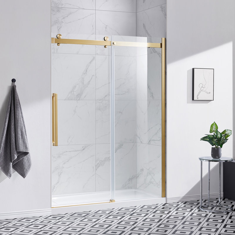 OVE Decors Bel Soft Close2-Piece 32" x 60" x 81" Base/Door Rectangular Alcove Shower Kit, Gold