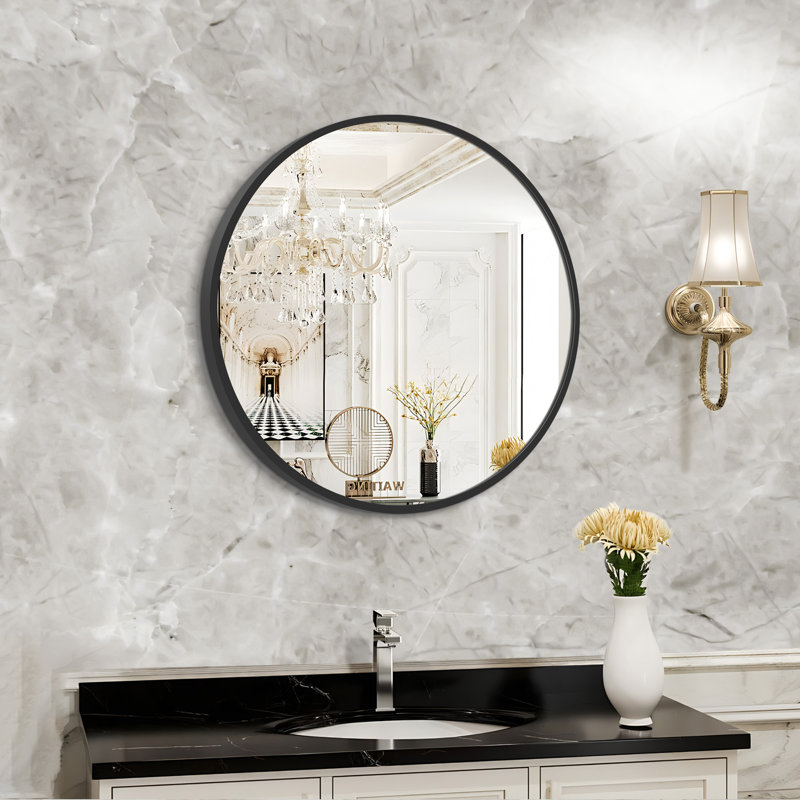 Miroir mural en métal, Noir mat
