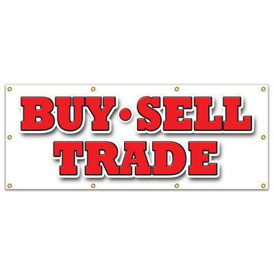 BUY SELL TRADE BANNER SIGN Pawn Shop Signs Games Comic Books Cash Paid