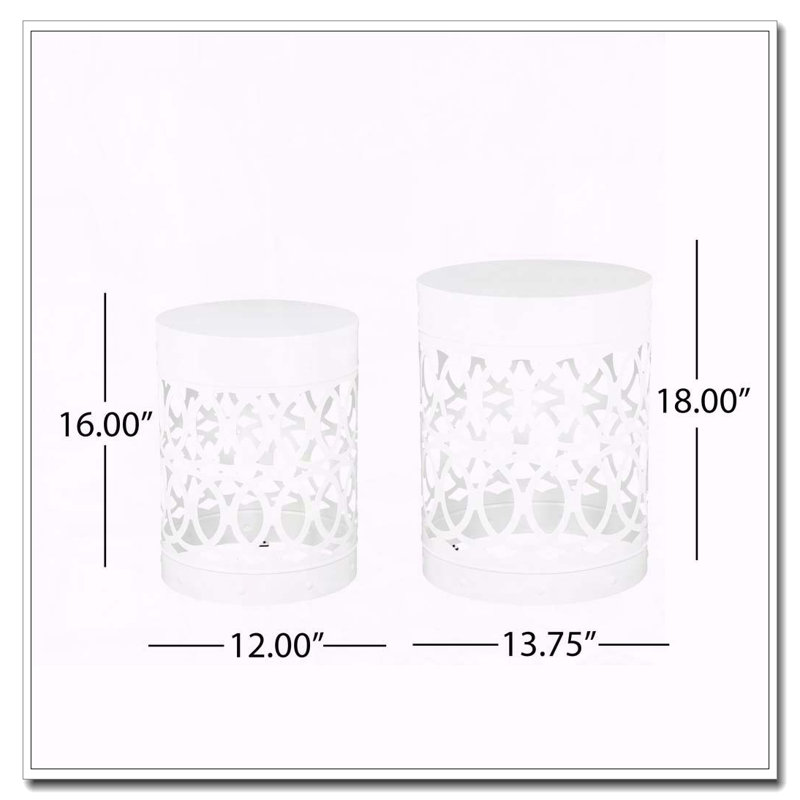 Table de bout d'extérieur en métal, Blanc, 2