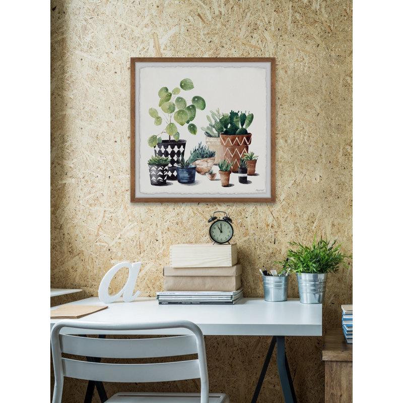 Patterned Plant Pots - Single Picture Frame Painting, 41 cm H  x 41 cm W