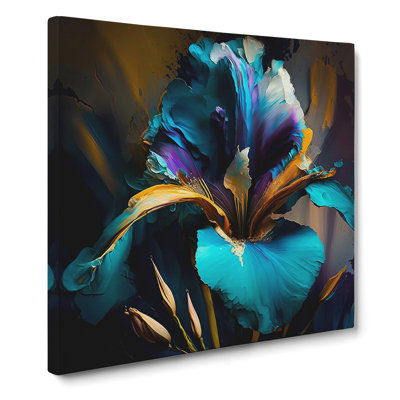 Iris Flower Abstract Expressionism No.1 - Wrapped Canvas