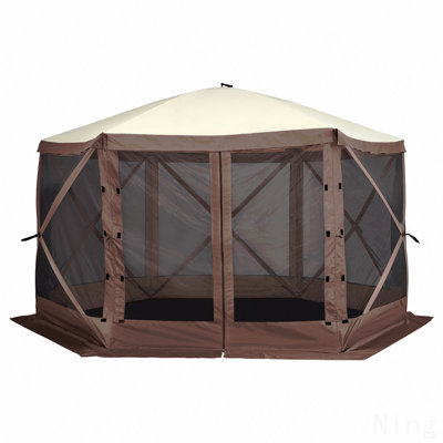 Pop Up Gazebo Tent, Pop-Up Screen Tent 6 Sided Canopy Sun Shelter With 6 Removable Privacy Wind Cloths & Mesh Windows, 12.5X12.5FT Quick Set Screen Tent With Mosquito Netting