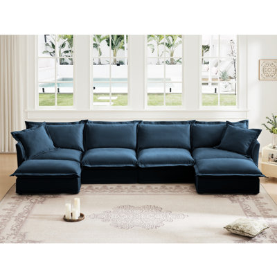 Chenille Upholstered Sofa, Ottoman