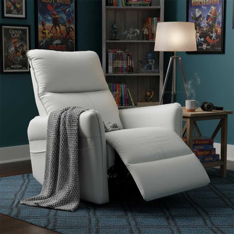 Classic Power Upholstered Recliner Chair with Glider Rocking Swivel Base and USB Ports, Light Gray