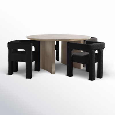 Aruna 4 - Person Solid Wood Top Double Pedestal Dining Set