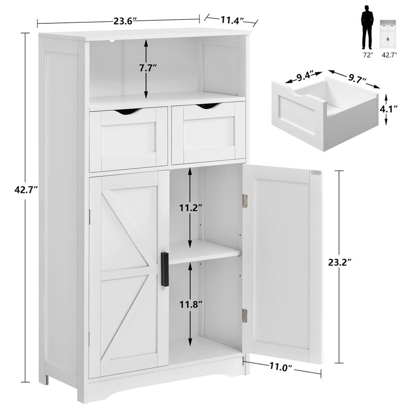Ayvri Accent Cabinet with 2 Drawers & Doors, White