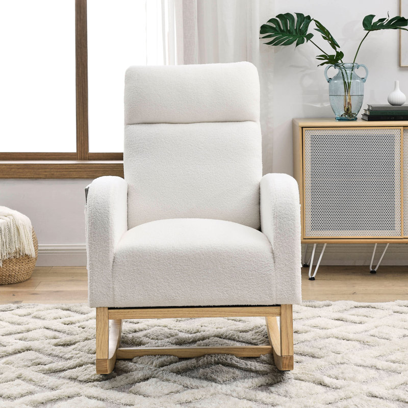 Chaise berçante avec mouvement doux, revêtement, fauteuil pratique avec accoudoirs élégants, mousse haute,