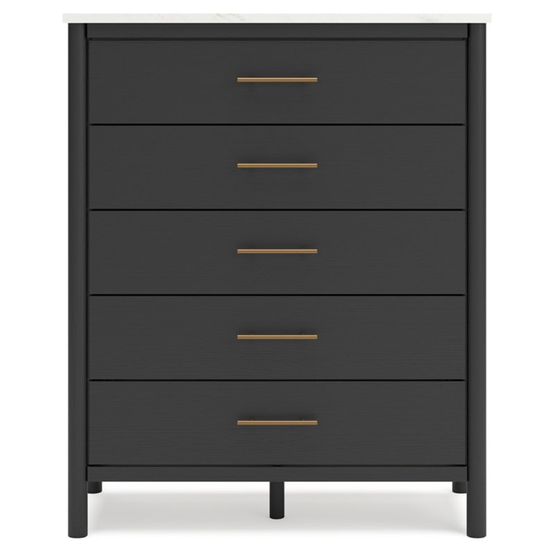 Cadmori Black and White 5-Drawer Transitional Chest