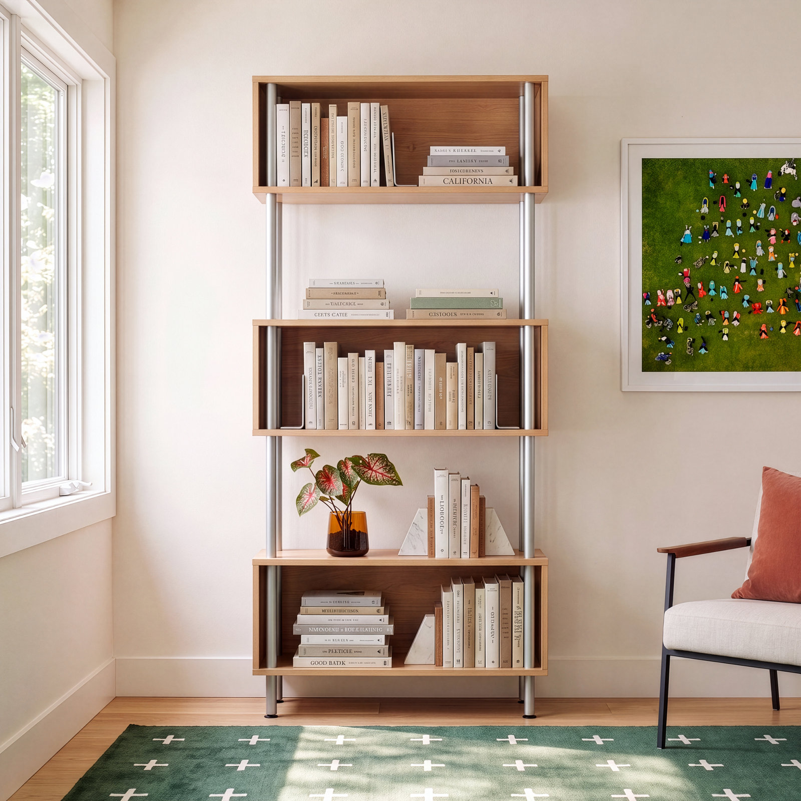 Chicago Standard Bookcase, Steel/Maple