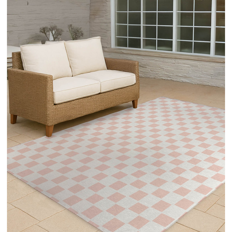 Checkered Non-Slip Outdoor Rug, Rectangle 4' x 6'