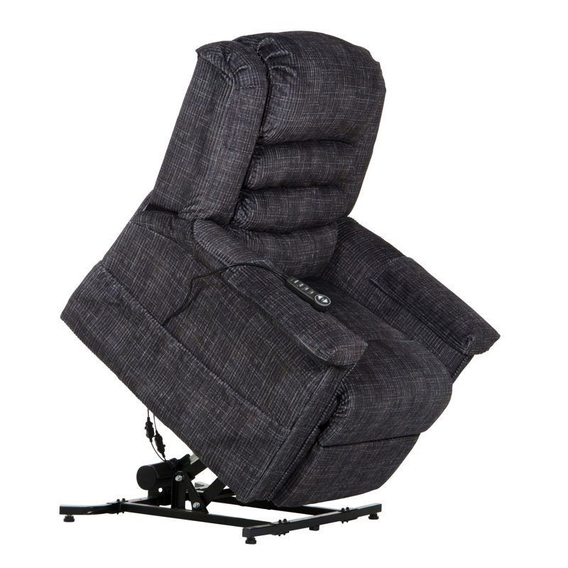 Soother Power Lift Assist Upholstered Recliner, Blue Polyester