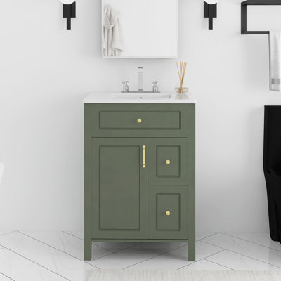 Meuble-lavabo autoportant de 24 po avec plateau en céramique intégré