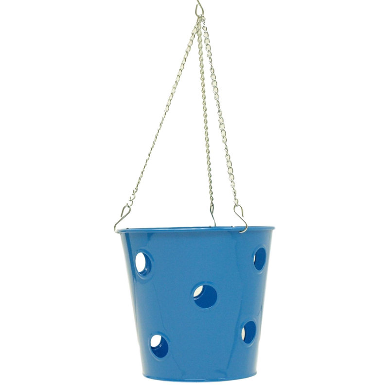 Pot à fleurs suspendu en acier galvanisé Anakie, bleu