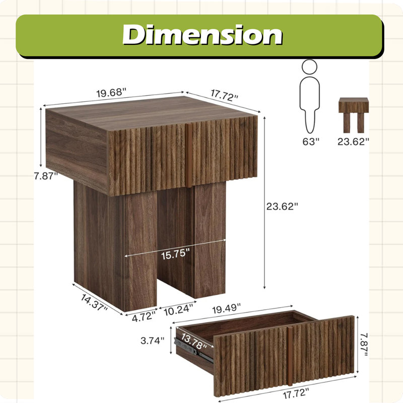 Table de chevet, table de chevet avec rangement