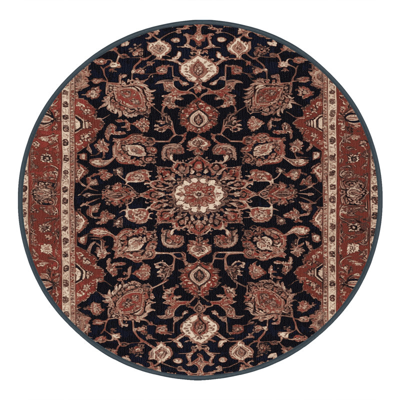 Machine Washable Persian Brown Area Rug, Rond 7 pi
