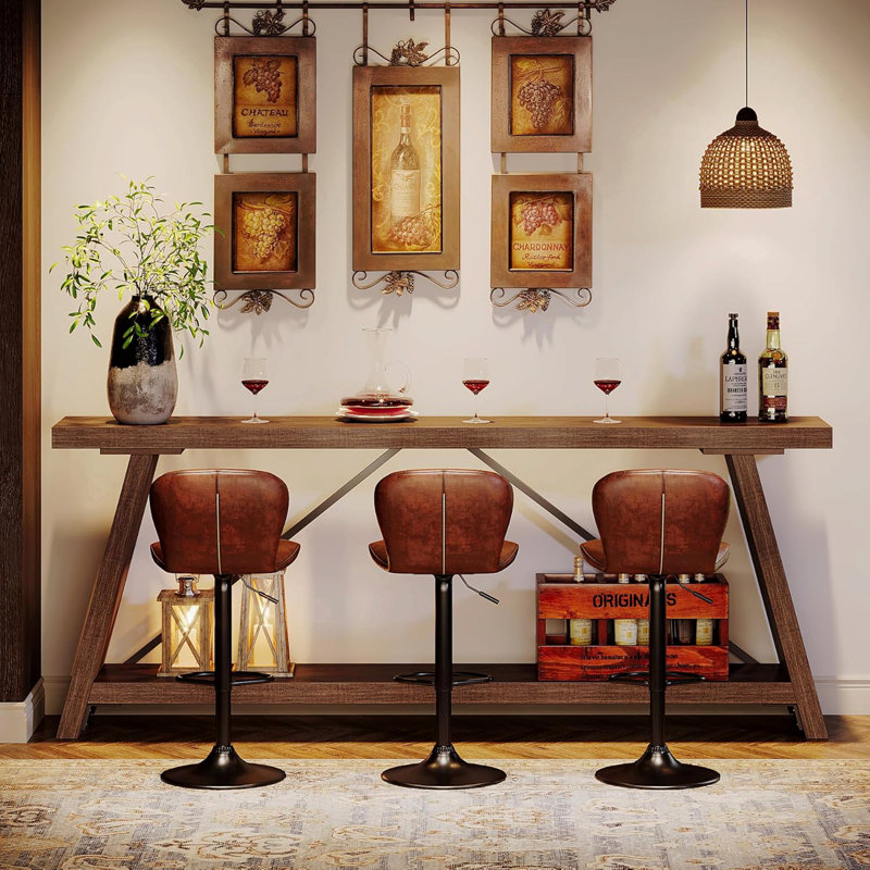 Console extra longue de 70,9 po derrière le canapé, table de canapé industrielle avec tablettes de rangement à 2 niveaux, table de couloir d'entrée étroite