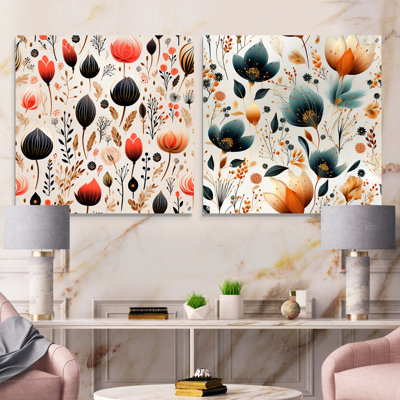 Wellfleet - Floral Acrylic Wall Art Glass Set Of 2
