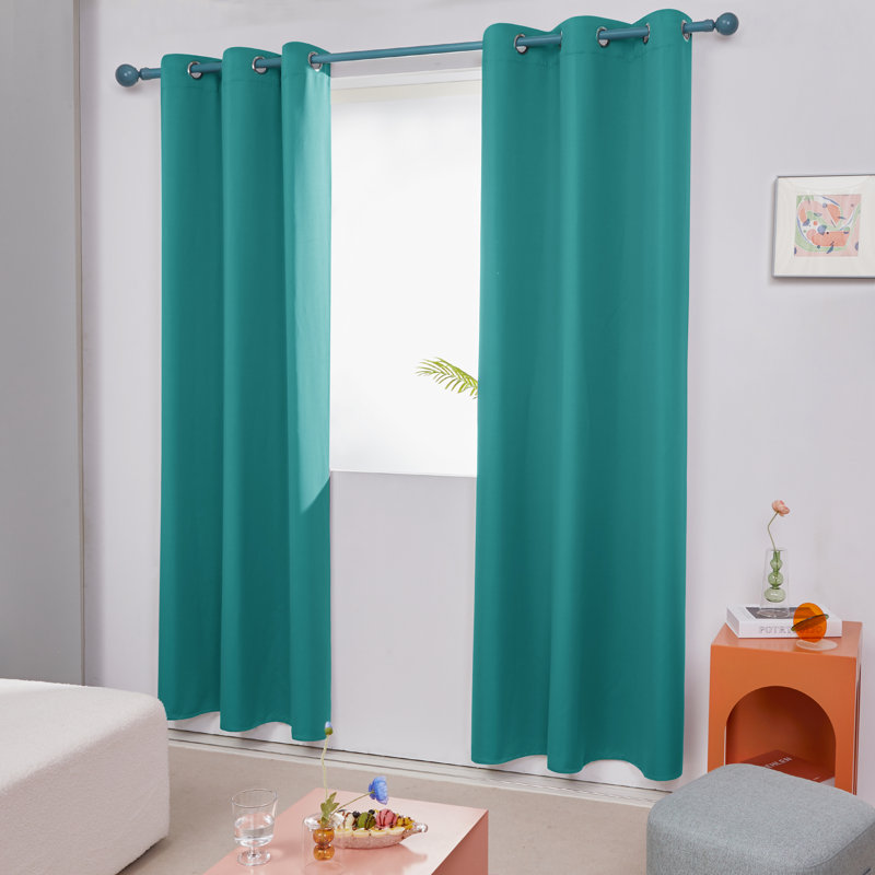 Frome Room Darkening Curtain Pair, 38" W x 63" L, Navy Blue