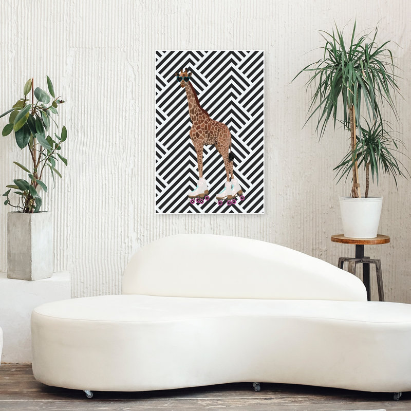 Retro Skater Giraffe Retro Wall Art Print, 91.44cm H x 60.96cm W