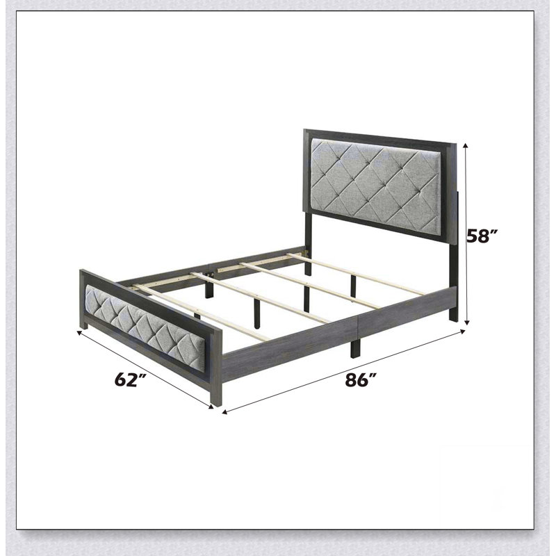 Jehoram Grey Linen & Grey Finish Queen Bed