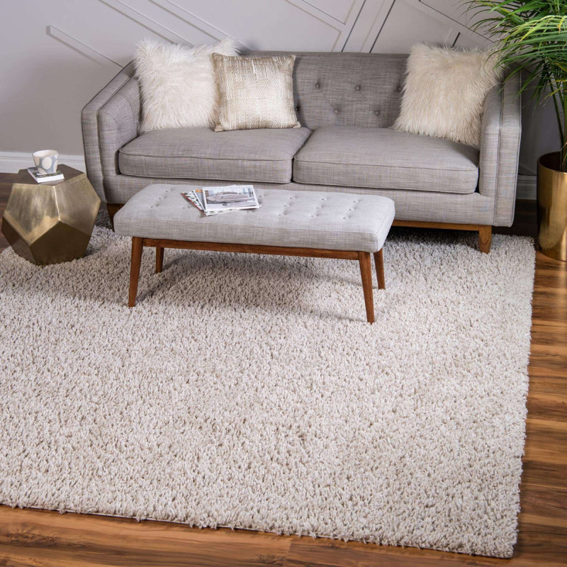 Tapis à poils longs Carlosadrian couleur écorce, Carré 8 pi