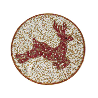 Glass Beads Embroidered Round Placemat