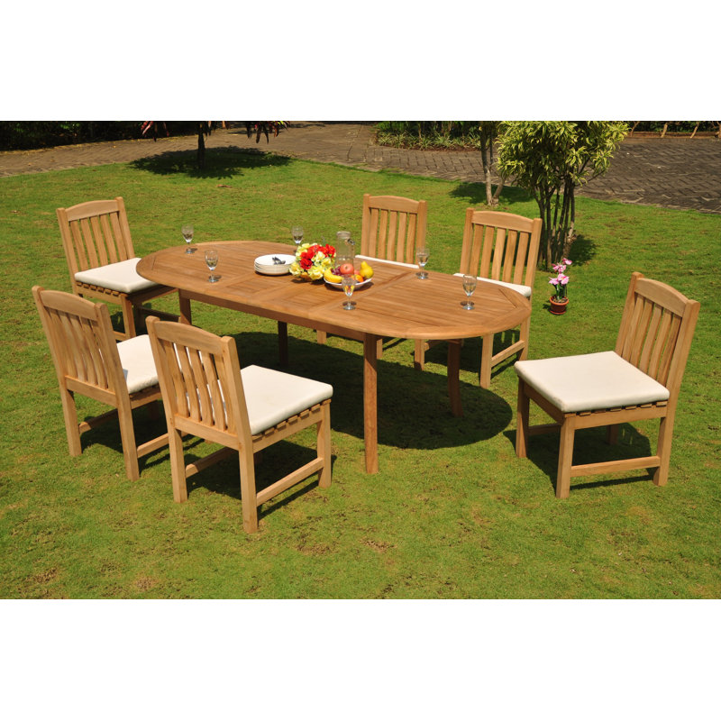 Midcre Outdoor Teak Dining Set, 30.5" H x 94"W x 40"D, 6